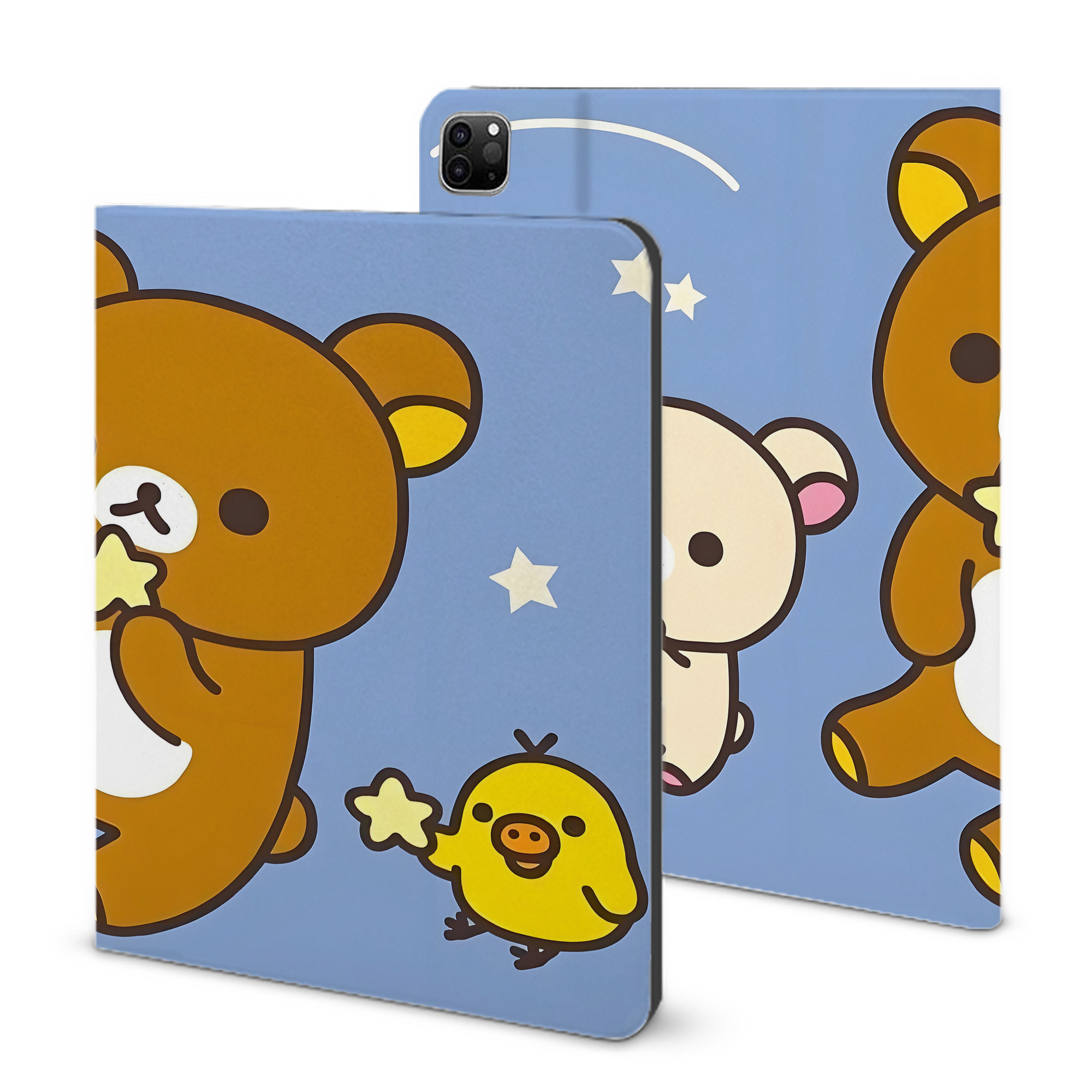 （画像用） リラックマ リラックマ キイロイトリ Rilakkuma Korilakkuma Kiiroitori IPad ケース ブック型 PUレザー TPU 耐衝撃 軽量 薄型 ペン収納なし 全面保護 IPad 各モデル対応